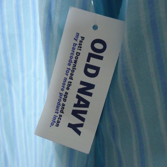Old Navy* Women's 3/4 Long Sleeve Button Down Curved Hem Striped Blouse~Large - Picture 6 of 11